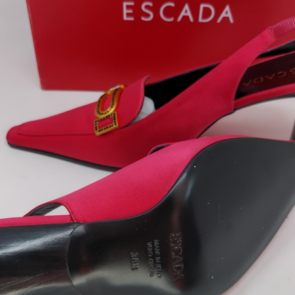 Escada Pink Embellished Mule Heels 8.5 - Picture 5 of 11